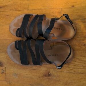 Lucky Brand Fairway Slingback Black Strappy Sandals, Size 8
